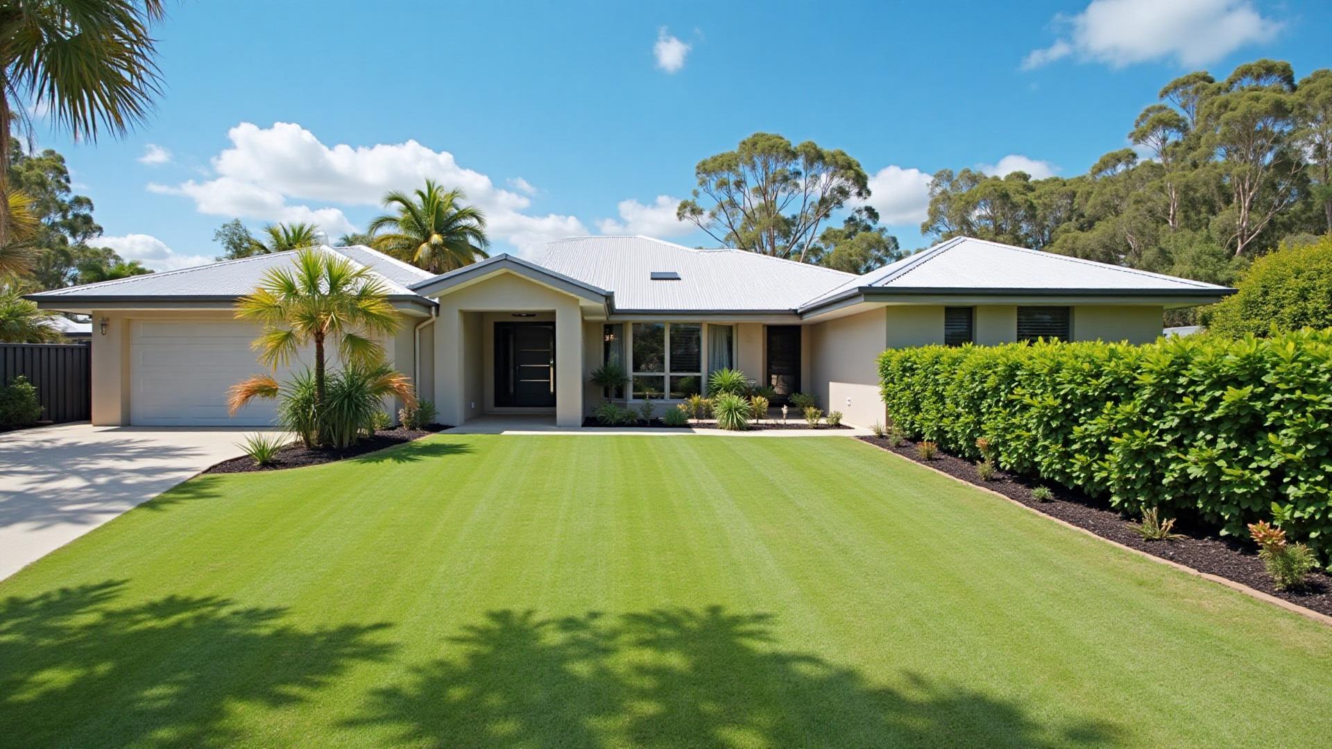 Beautifully maintained garden with lush green lawn, vibrant flowers, and tidy pathways, showcasing professional property care services in Melbourne.